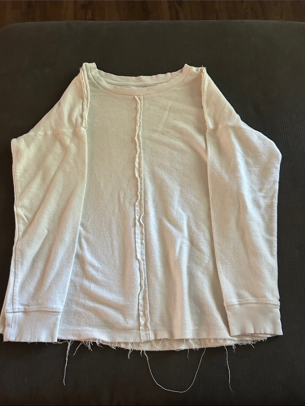 Wonderly Cream Crewneck Long Sleeve Top with Center Seam